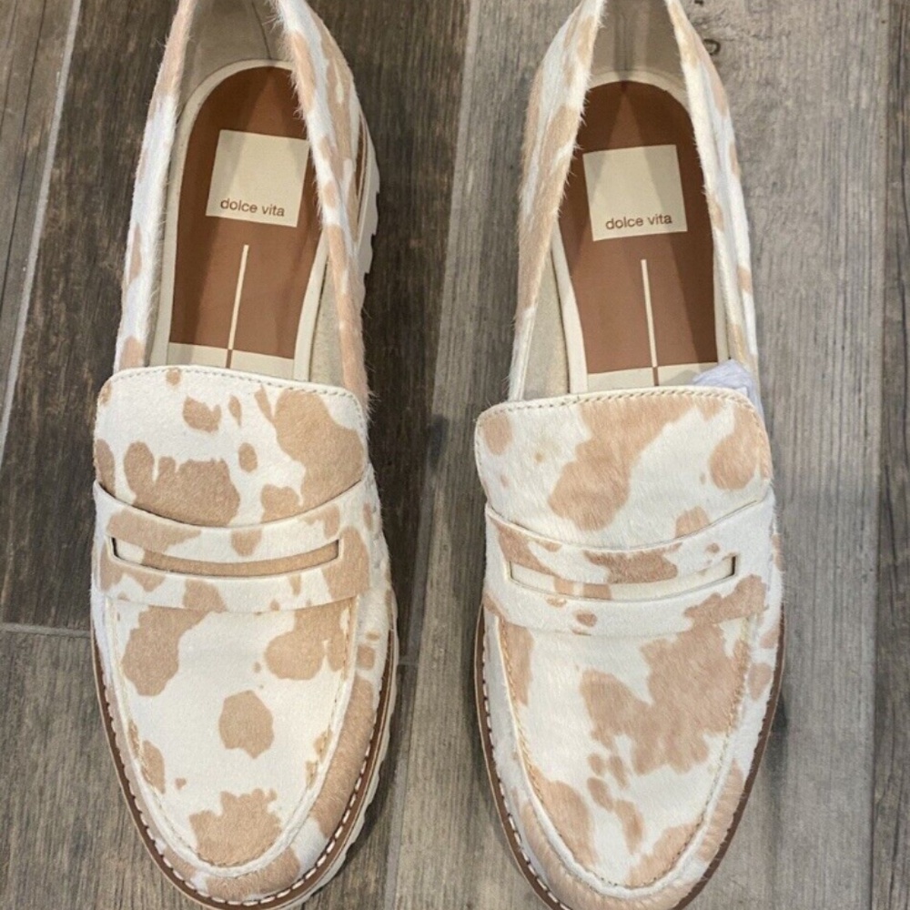 DOLCE VITA AUBREE PONY HAIR COW PRINT LOAFER 9.5 NEW WITHOUT BOX - Picture 3 of 9